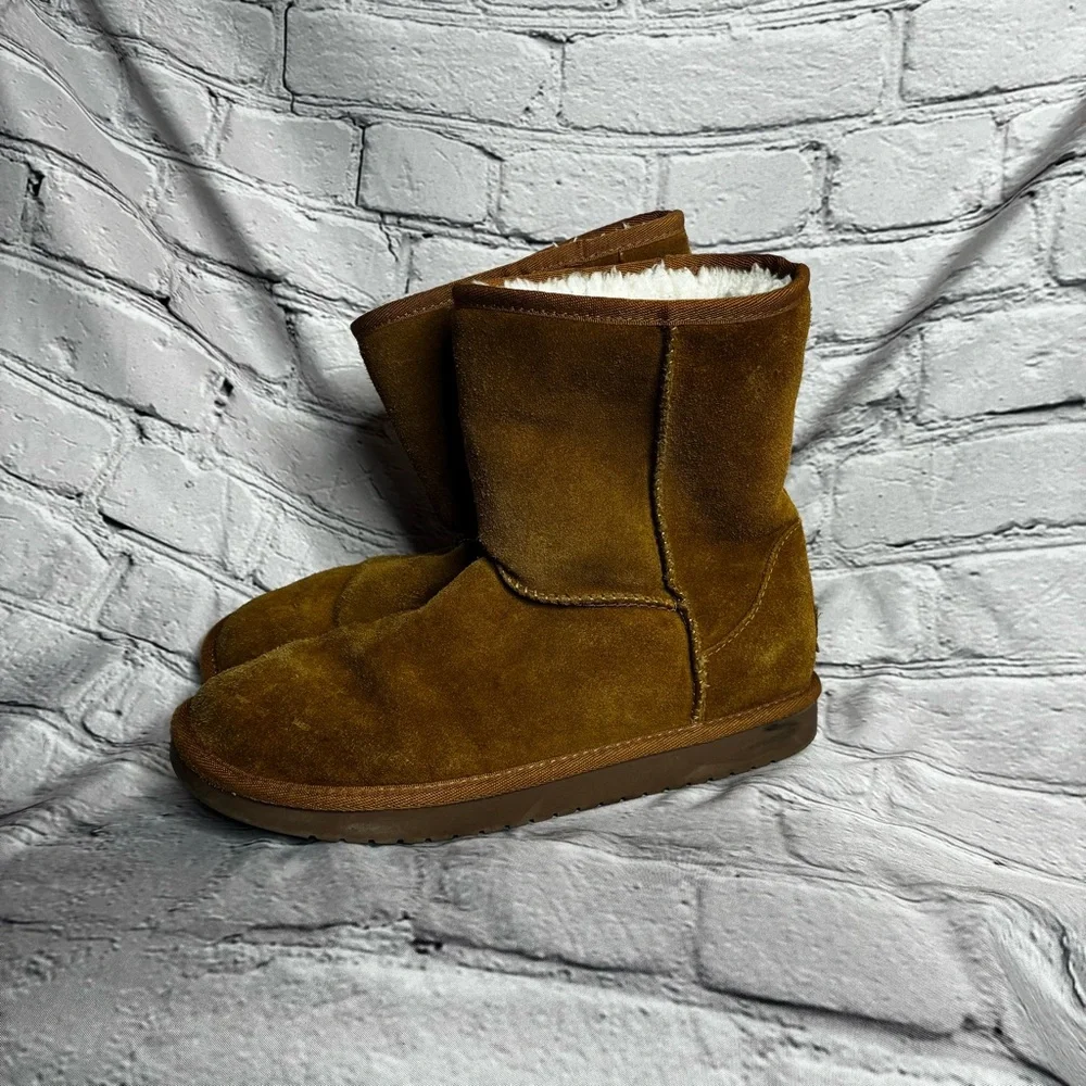 Koolaburra by UGG Koola Boots Girls Sz 4 Short Above Ankle Warm Suede Tan‎ Brown